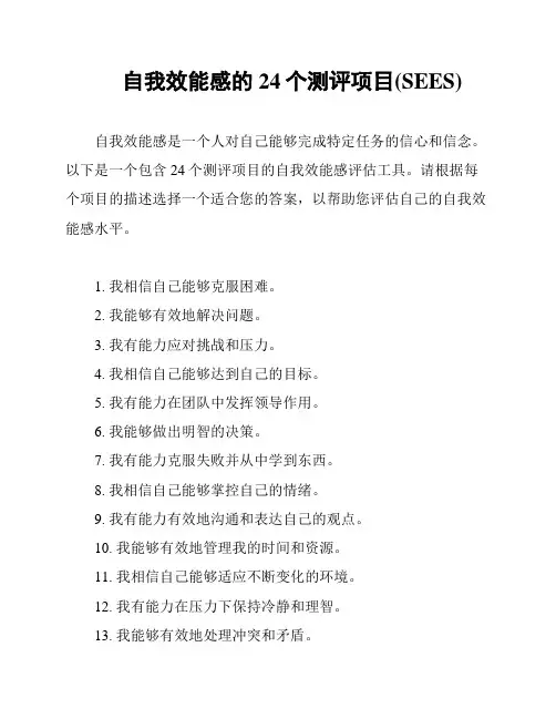 自我效能感的24个测评项目(SEES)