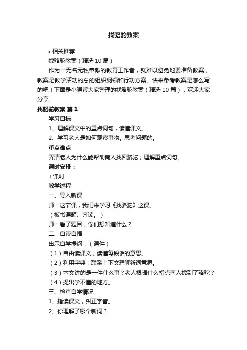 找骆驼教案