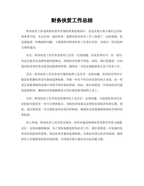 财务扶贫工作总结