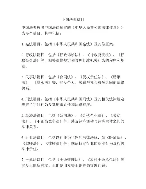 中国法典篇目