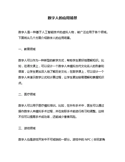 数字人的应用场景