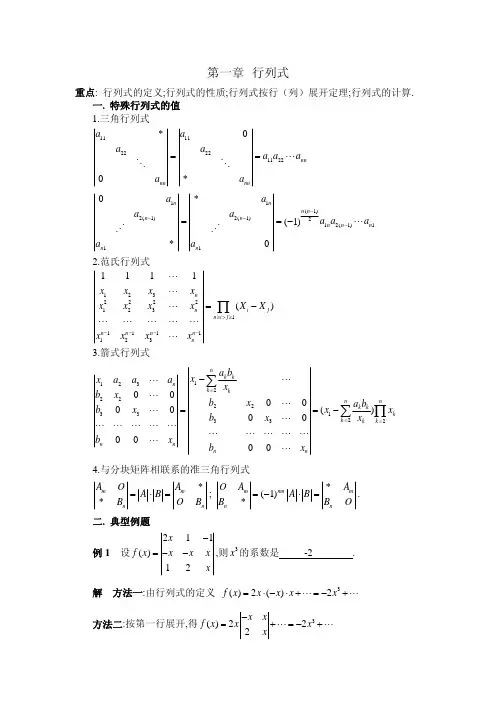 行列式典型例题