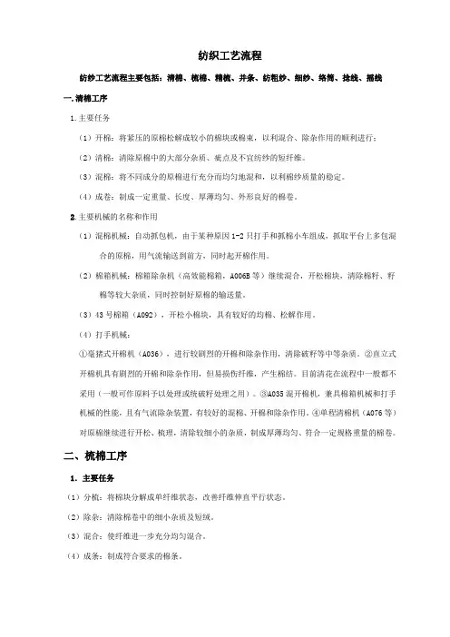 纺织工艺流程