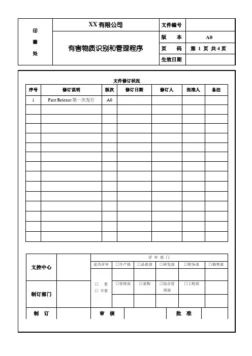 有害物质识别和管控控制程序