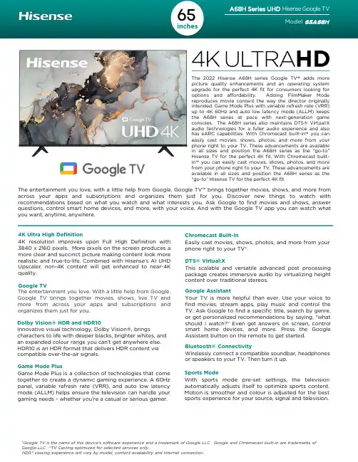 Hisense A68H Google TV 说明书