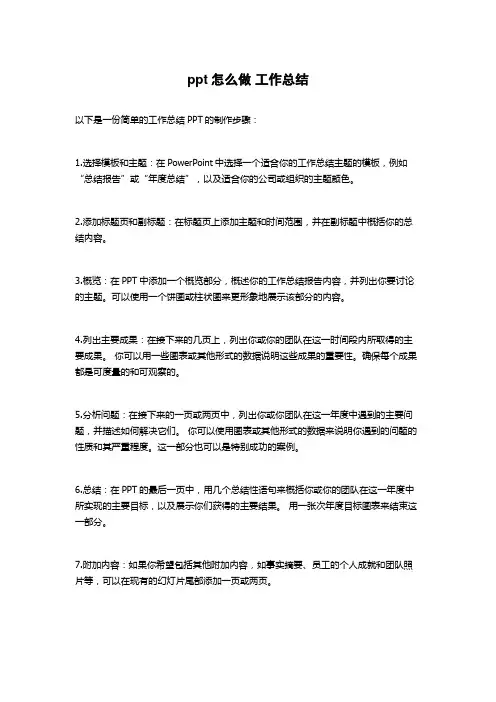 ppt怎么做 工作总结