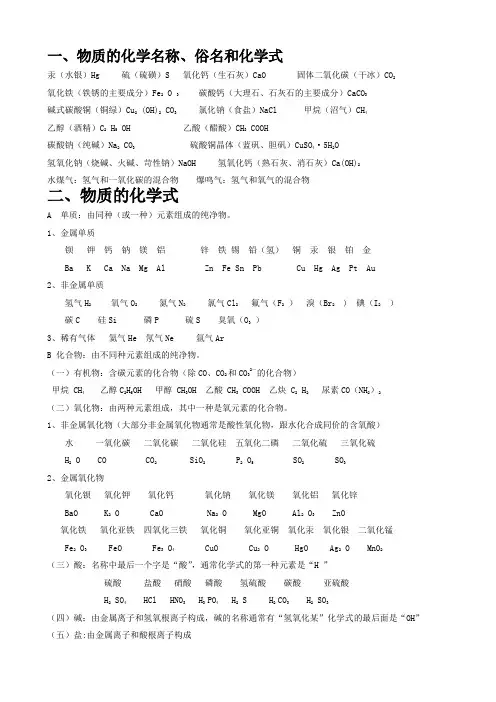 化学用语汇总