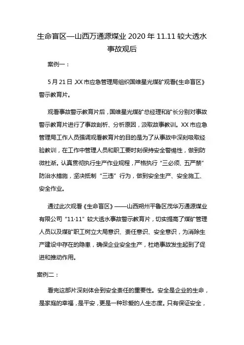 生命盲区—山西万通源煤业2020年11.11较大透水事故观后