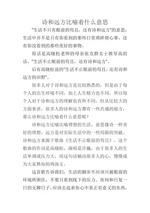 诗和远方比喻着什么意思