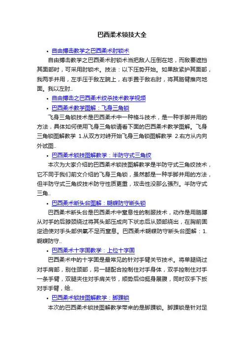 巴西柔术锁技大全