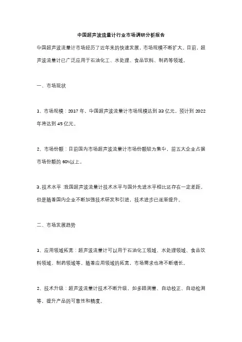 中国超声波流量计行业市场调研分析报告