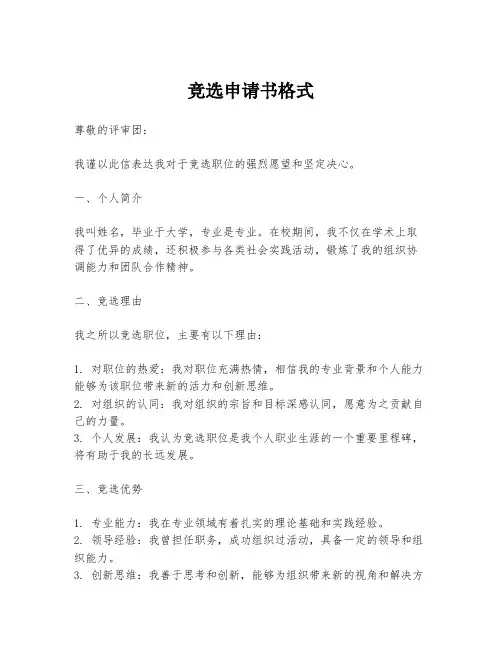 竞选申请书格式