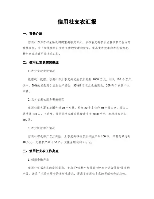 信用社支农汇报