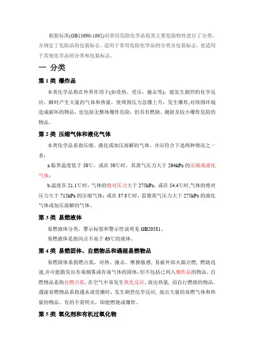 常见危险化学品分类与标志