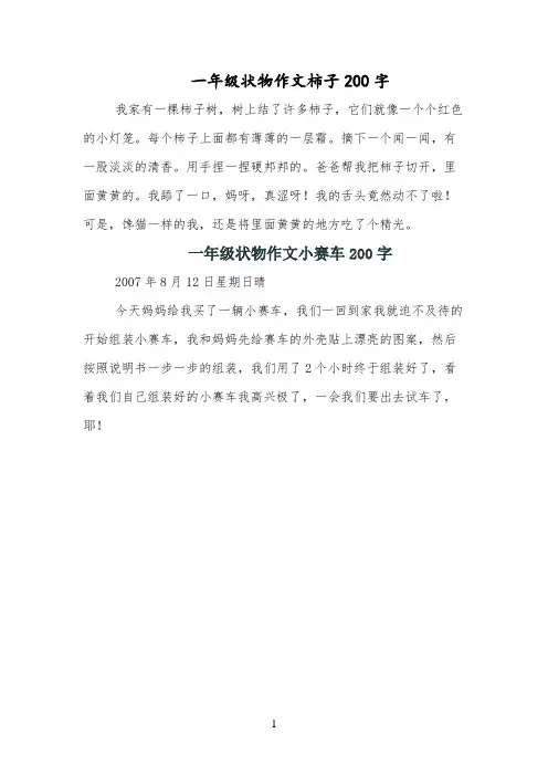 一年级状物作文柿子200字