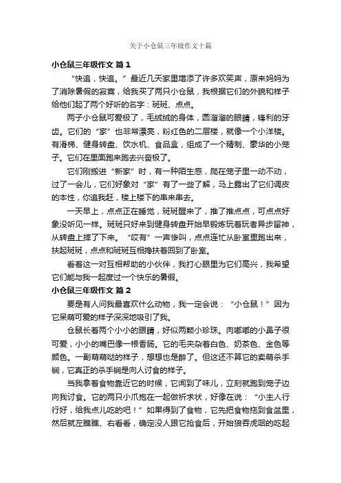 关于小仓鼠三年级作文十篇