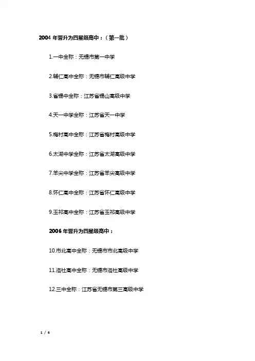 无锡高中及初中排名