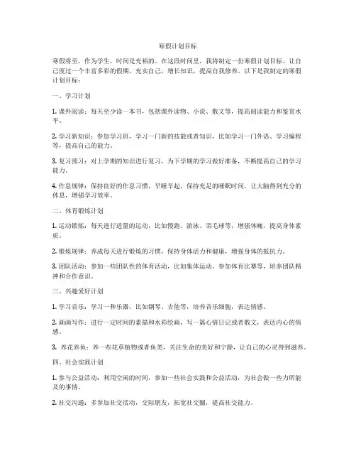 寒假计划目标