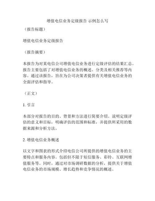 增值电信业务定级报告 示例怎么写