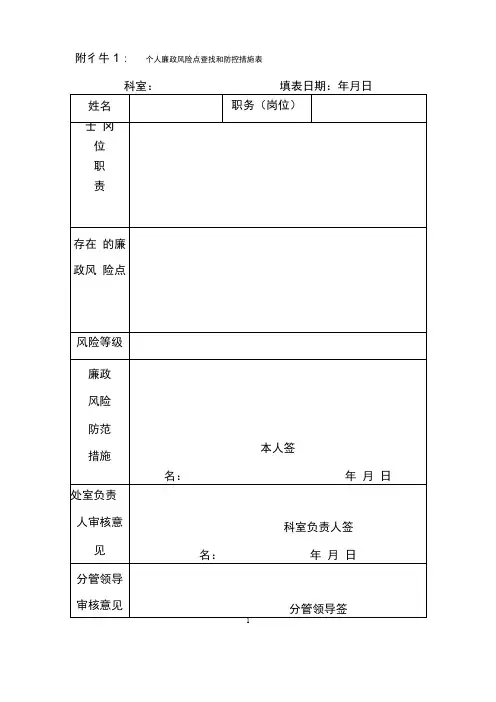 个人廉政风险点查找和防控措施表