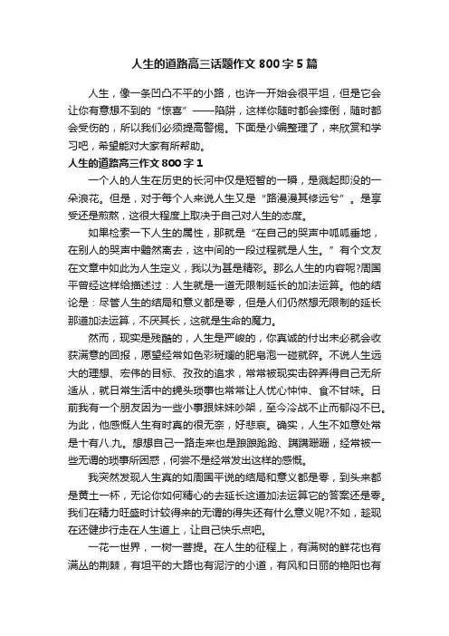 人生的道路高三话题作文800字5篇
