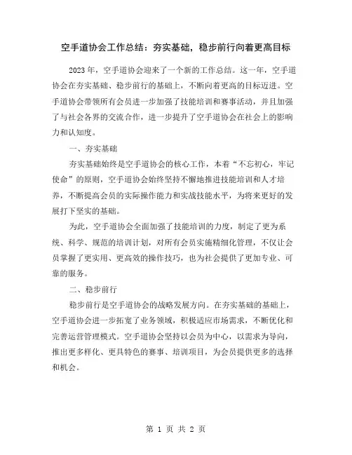 空手道协会工作总结：夯实基础,稳步前行向着更高目标