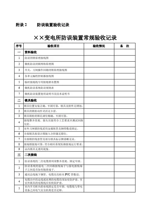 防误装置验收记录