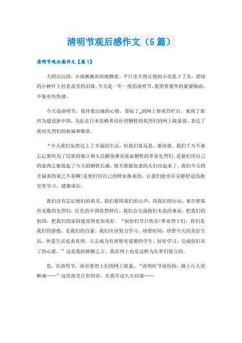 清明节观后感作文(5篇)