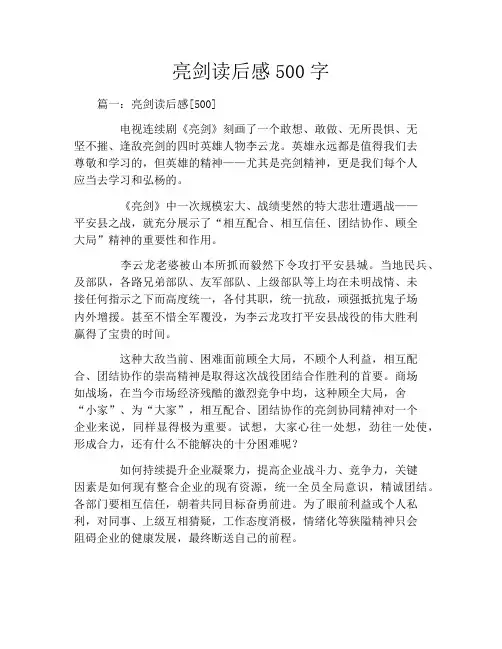 亮剑读后感500字