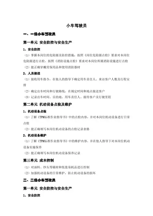 任职资格标准-驾驶员