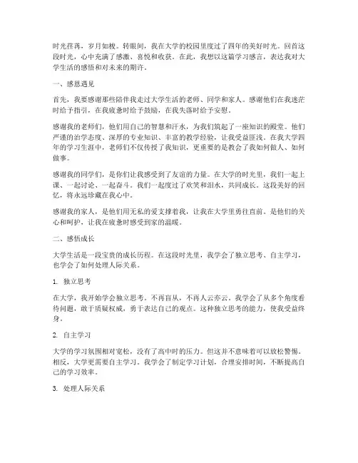 大学生学习感言