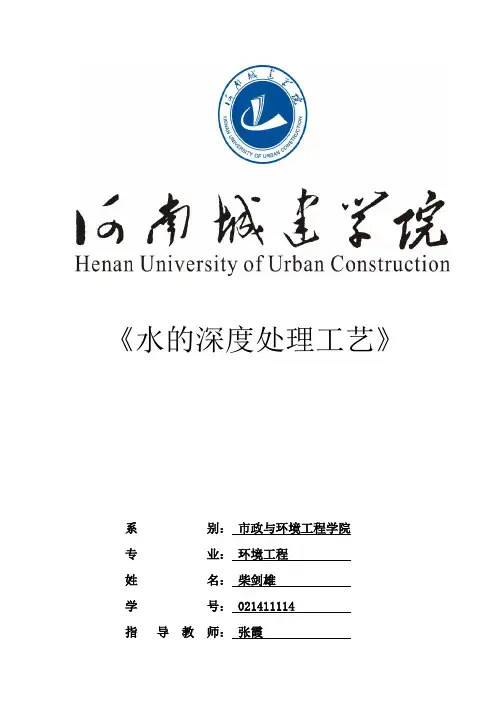 水的深度处理工艺课程设计要点讲课教案