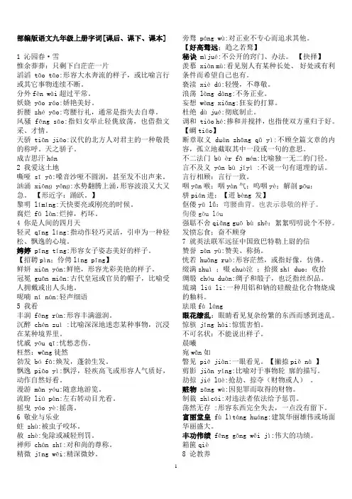 部编版语文九年级上册课字词读音释义形近字辨异