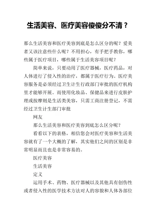 生活美容、医疗美容傻傻分不清？