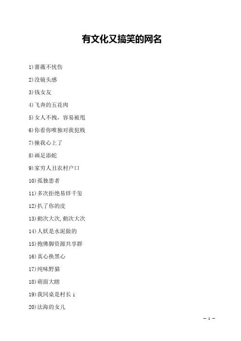 有文化又搞笑的网名