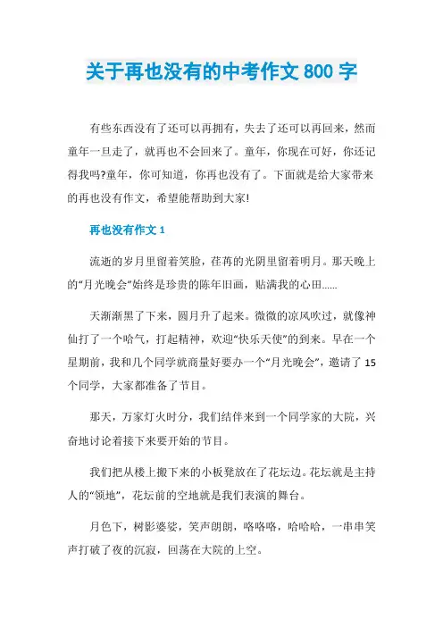 关于再也没有的中考作文800字