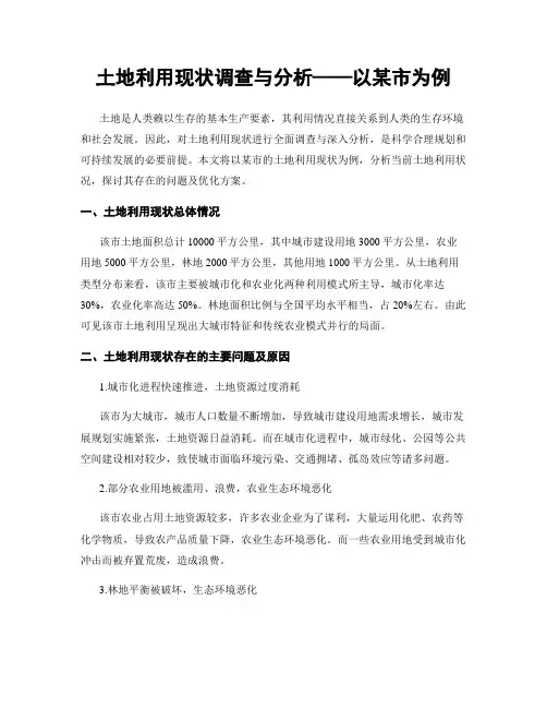 土地利用现状调查与分析——以某市为例