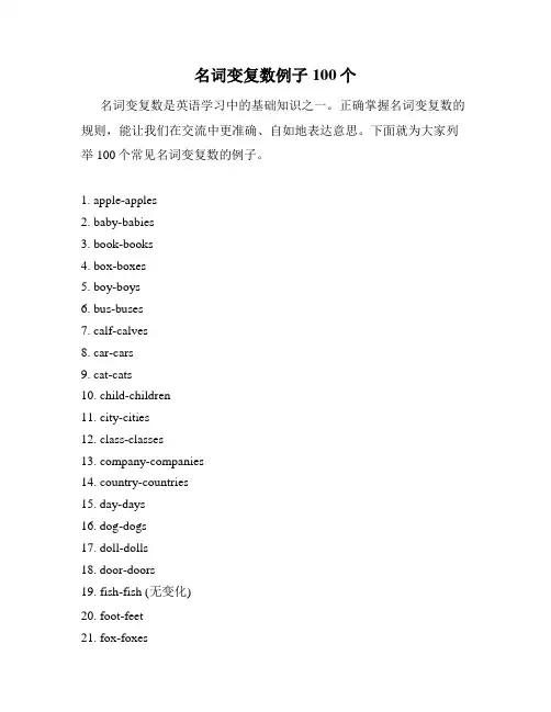 名词变复数例子100个