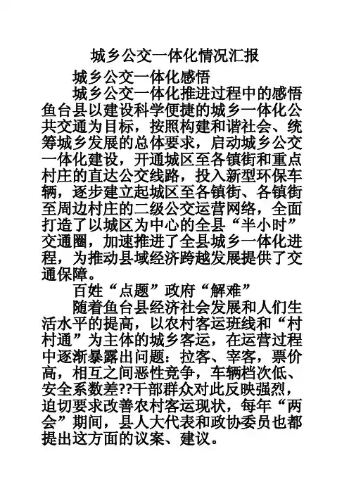 城乡公交一体化情况汇报