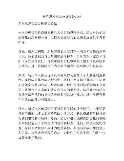 新兵思想动态分析报告总结