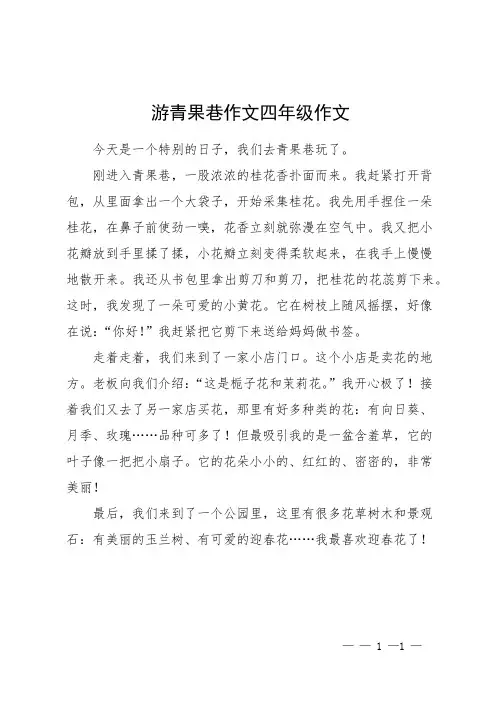 游青果巷作文四年级作文