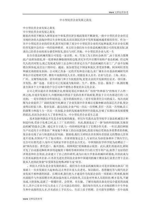 中小型民营企业发展之我见