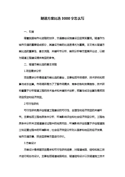 隧道方案比选3000字怎么写
