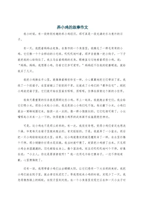 养小鸡的故事作文