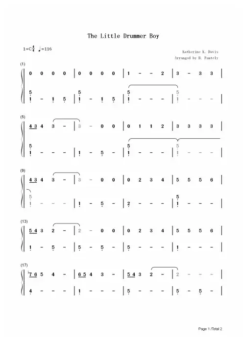 钢琴谱 The Little Drummer Boy-Carol of the Drum-简单版