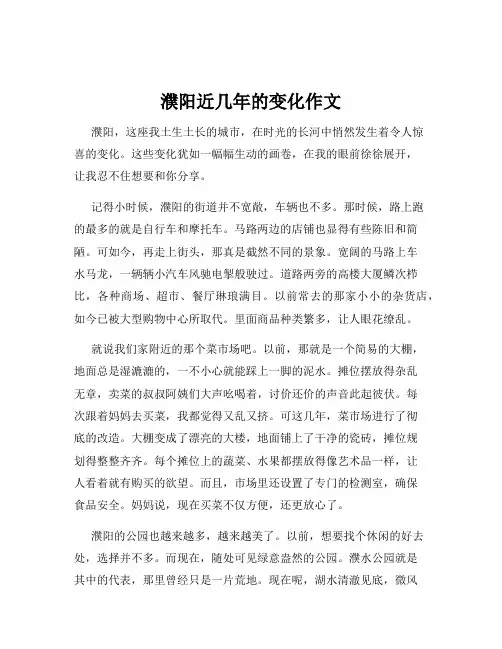 濮阳近几年的变化作文