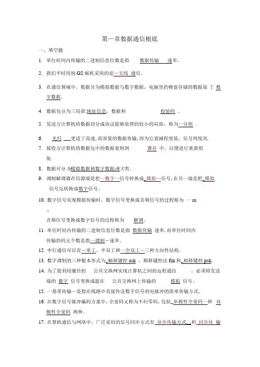 数据通信基础-参考答案