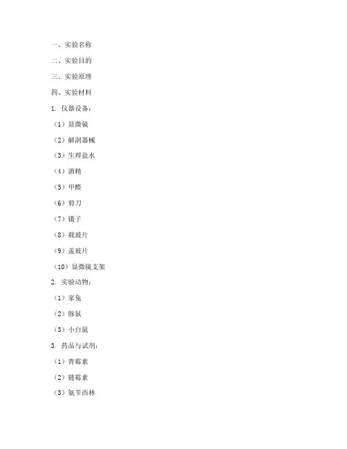 实验报告模板兽医