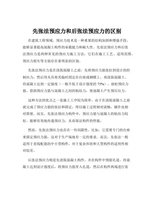 先张法预应力和后张法预应力的区别