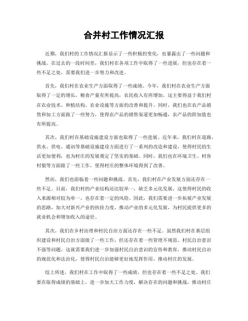 合并村工作情况汇报